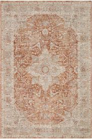 Bergama85 Floral Bordered Cream Brown Area Rug