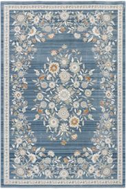 Floor85 Blue White Modern Floral Indoor Rug