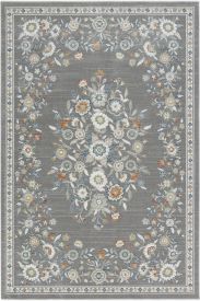 Floor85 Grey White Modern Floral Indoor Rug