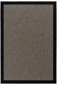 Sisal85 Charcoal Grey Black Patterned Bordered Outdoor Area Rug