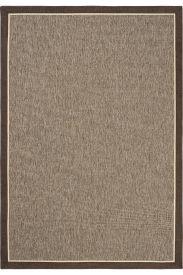 Sisal85 Brown Beige Plain Bordered Living Room Rug