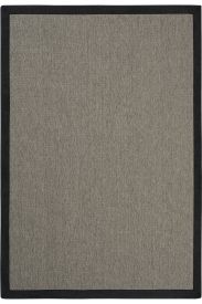 Sisal85 Plain Bordered Grey Black Living Room Rug
