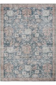 Private85 Blue Orange Oriental Bordered Living Room Rug