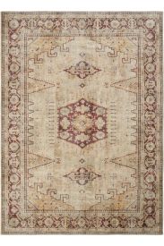Private85 Beige Red Oriental Bordered Bedroom Rug