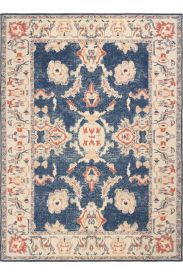 Private85 Cream Blue Oriental Bordered Indoor Rug