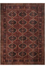 Private85 Modern Oriental Red black Bedroom Rug