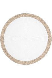 Luke85 Gold White Plain Bordered Bedroom Rug