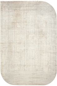 Design85 Beige Cream Geometric Bedroom Rug