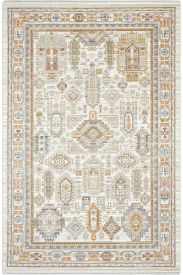 Zaraf85 Cream Beige Oriental Bordered Living Room Rug