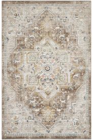 Zaraf85 Cream Beige Patterned Living Room Rug