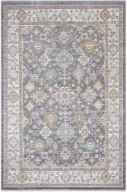 Zaraf85 Cream grey Oriental Bordered Bedroom Rug