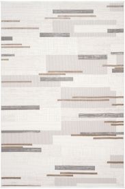 Lena85 Cream Beige Modern Patterned Living Room Rug