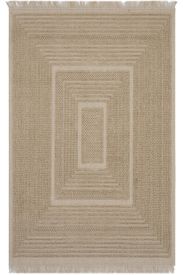 Rustika85 Beige Brown Modern Geometric Bedroom Rug
