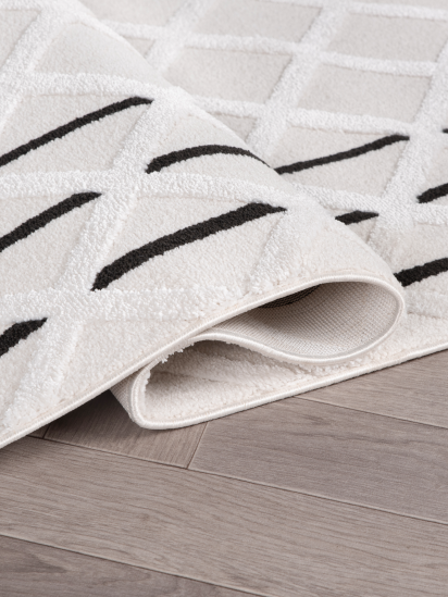 Monaca Cream Black Geometric Bedroom Rug