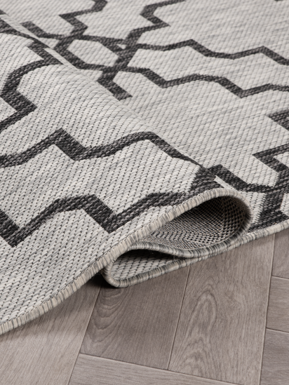 Meadow Grey Black Trellis Outdoor Area Rug