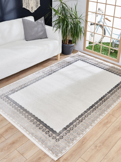 Prairie Cream & Beige Bordered Living Room Rug