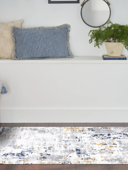 Contemporary Luminous Multicolour Distressed Rug