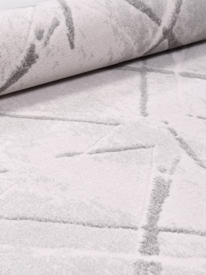Luminous Cream & Grey Stripe Living Room Rug