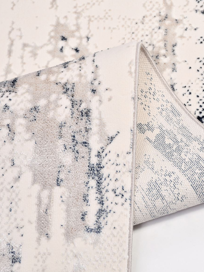 Modern Distressed Jewel Cream & Blue Area Rug