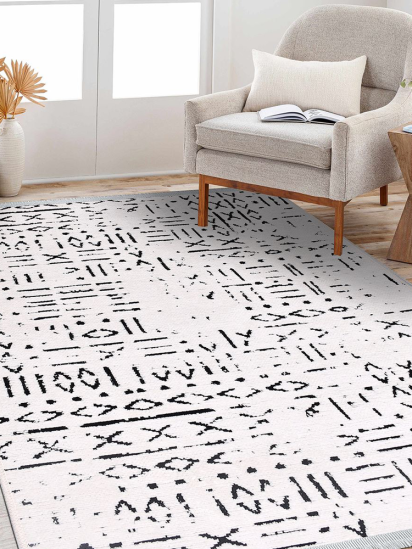 Scandi Cream & Black Venule Area Rug
