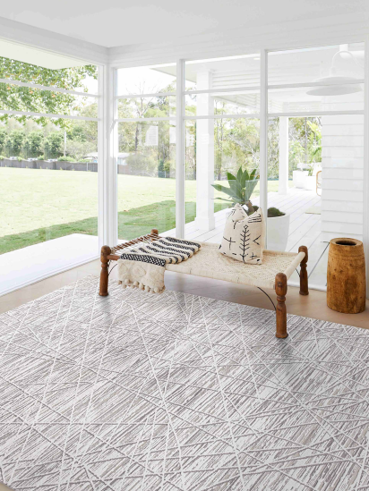 Modern Elegance Beige Abstract Area Rug