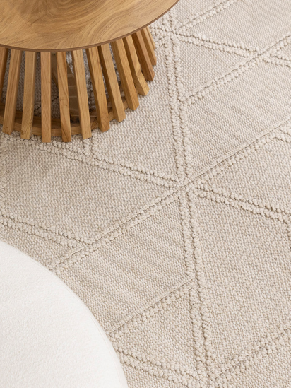 Albae Beige Modern Geometric Bedroom Rug