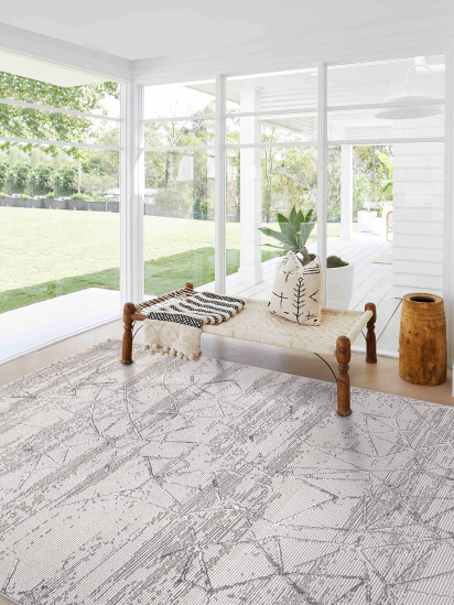 Elegance Cream Grey Abstract Area Rug