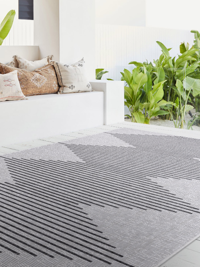 Fesco Grey Charcoal Patterned Outdoor Area Rug