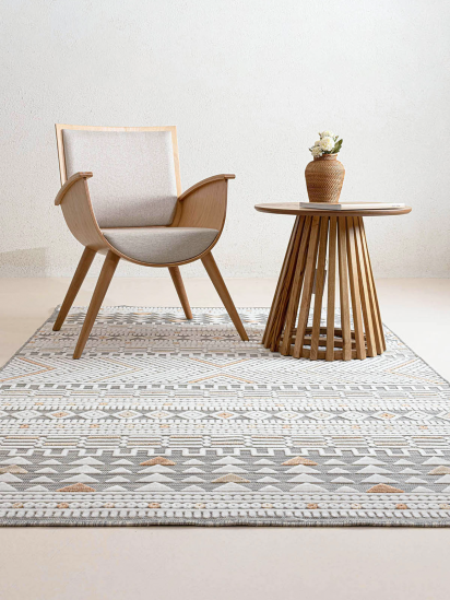 Sandu Grey Cream Modern Bohemian Living Room Rug