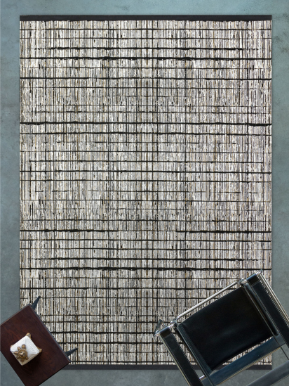 Regal Beige & Black Stripe Modern Rug
