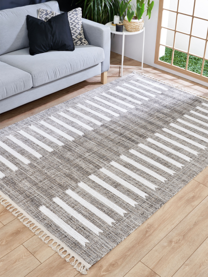 Marque Cream Beige Stripe Contemporary Rug