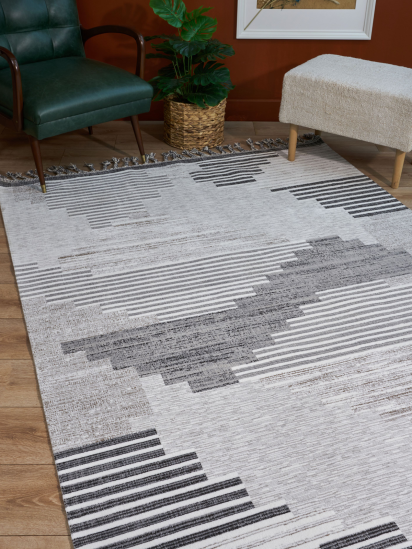 Marque Stripe Grey Modern Living Room Rug