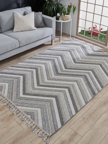 Earthy Cream & Grey Chevron Modern Rug