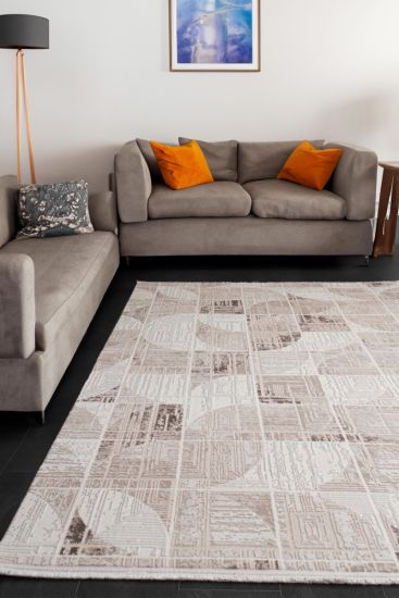 Elation Beige Geometric Scandi Area Rug