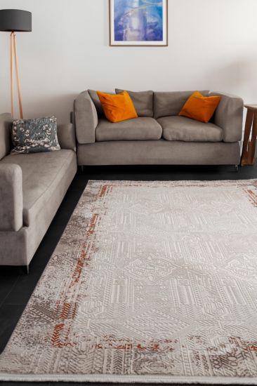 Elation Cream Abstract Scandi Living Room Rug
