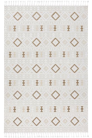 Medro Cream Brown Modern Bohemian Area Rug