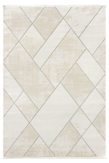 Pebble Beige Cream Modern Patterned Bedroom Rug