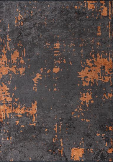 Celesta Grey & Orange Abstract Dining Room Rug