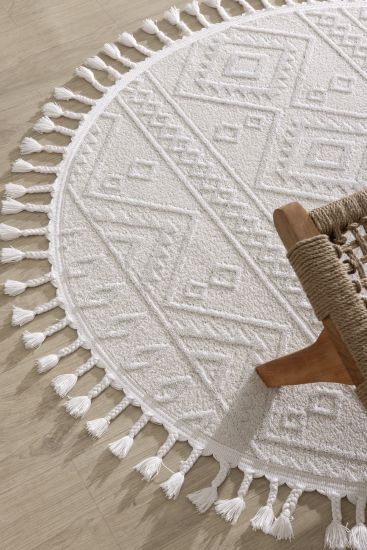 Milta Cream Bohemian Plain Living Room Rug