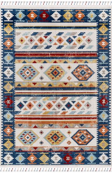 Antiq75 Multicolour Trellis Geometric Bedroom Rug