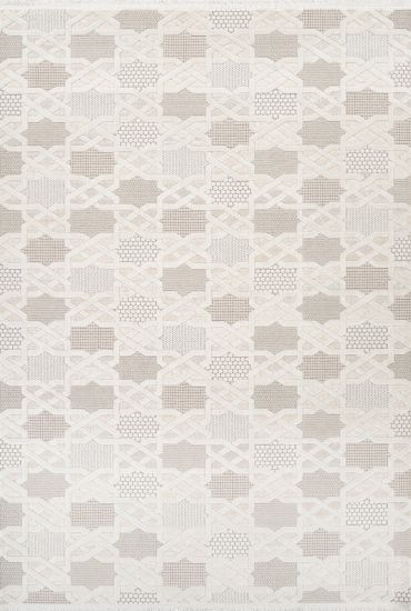 Boyut75 Cream Beige Trellis Geometric Bedroom Rug