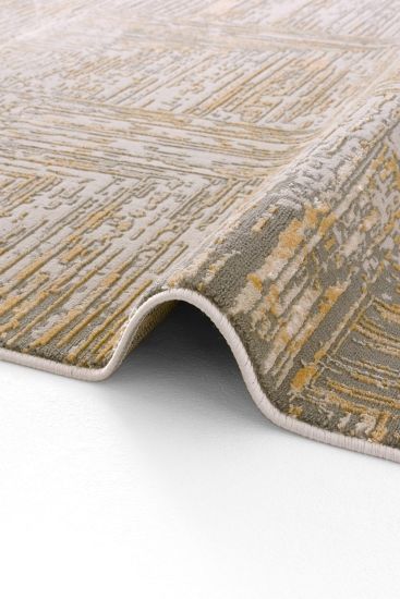 Venedik85 Beige Cream Abstract Patterned Bedroom Rug