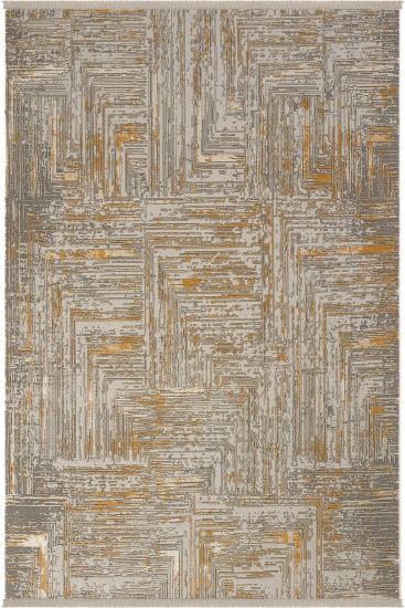 Venedik85 Beige Cream Abstract Patterned Bedroom Rug