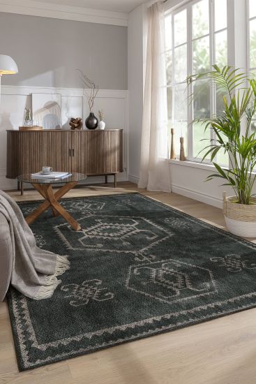 Carnival85 Black Beige Kilim Area Rug