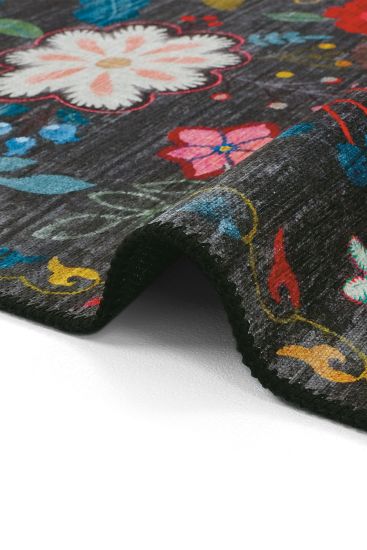 Daisy85 Charcoal Multicolour Floral Living Room Rug