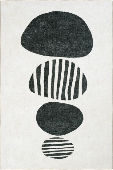 Carnival85 White Black Modern Kids Indoor Rug