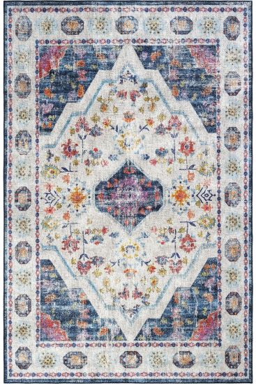 Private85 Grey Blue Modern Persian & Oriental Bedroom Rug