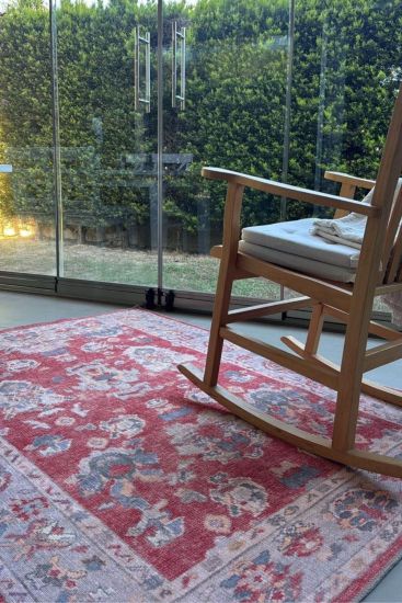 Private85 Red Multicolour Modern Persian & Oriental Living Room Rug