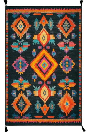 Lumina85 Green Multicolour Kilim Indoor Rug