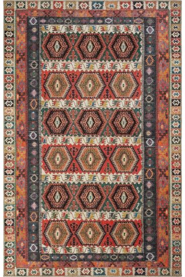 Private85 Red Multicolour Modern Kilim Indoor Rug